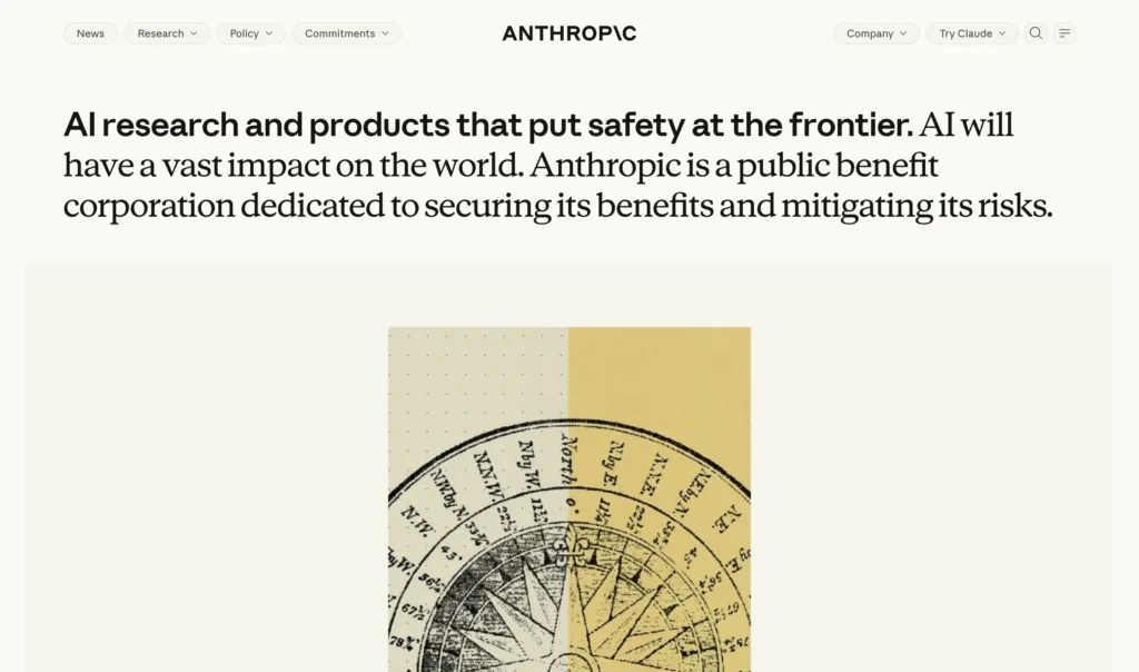 Anthropic — 현대적인 인터페이스와 디지털 프로덕트 UX 원본 사이트 히어로 캡처