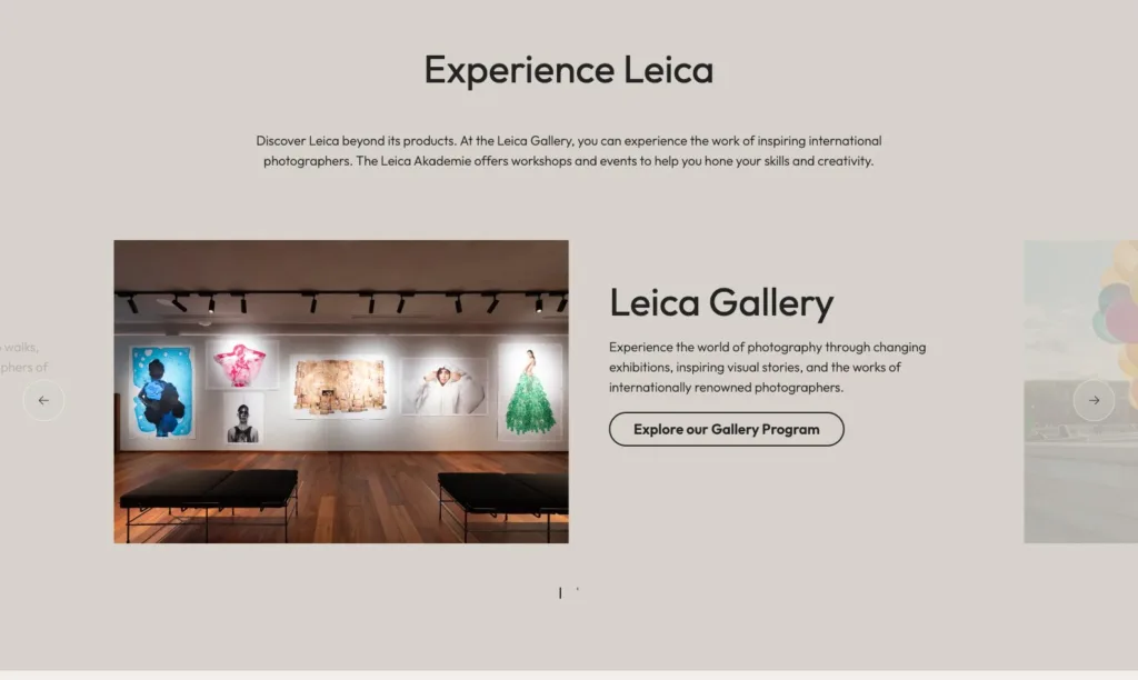 Leica / 갤러리와 아카데미 프로그램 소개 원본 사이트 직접 캡처