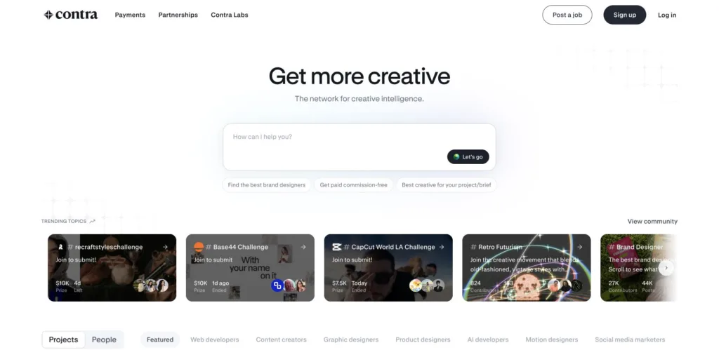 Contra 원본 사이트 히어로 캡처