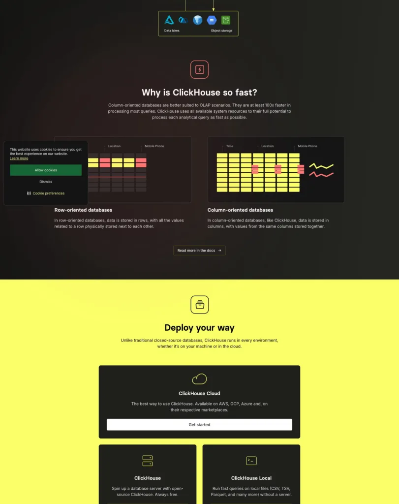 ClickHouse / ClickHouse Cloud 완전관리형 서버리스 인프라 원본 사이트 직접 캡처