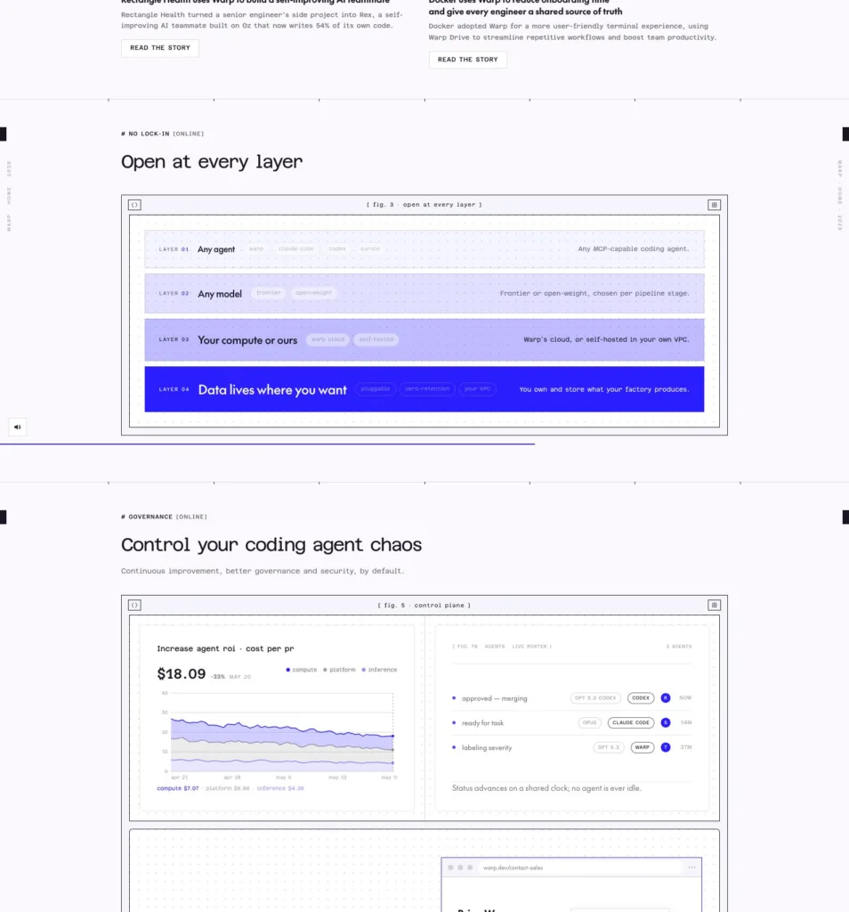 Warp / 팀 단위 터미널 워크북과 보안 공유 원본 사이트 직접 캡처